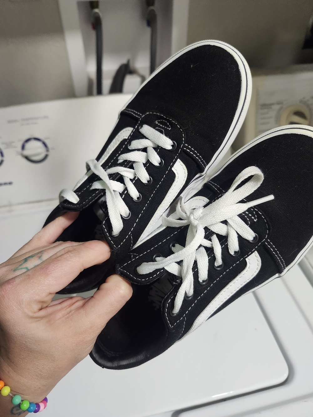 Vans Black and White Low-Top Kids Sneakers